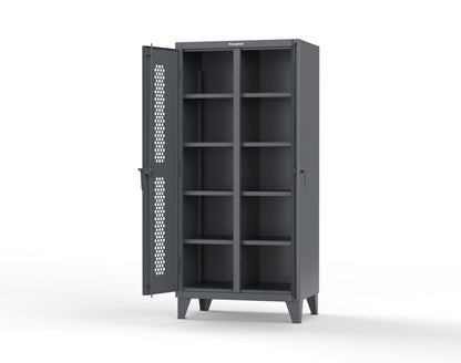 Extreme Duty 12 GA Ventilated (Hex) Double Shift Cabinet with 8 Shelves - 36 In. W x 24 In. D x 78 In. H - 36-DS-H-248-7024