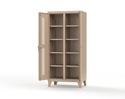 Extreme Duty 12 GA Ventilated (Hex) Double Shift Cabinet with 8 Shelves - 36 In. W x 24 In. D x 78 In. H - 36-DS-H-248-1019