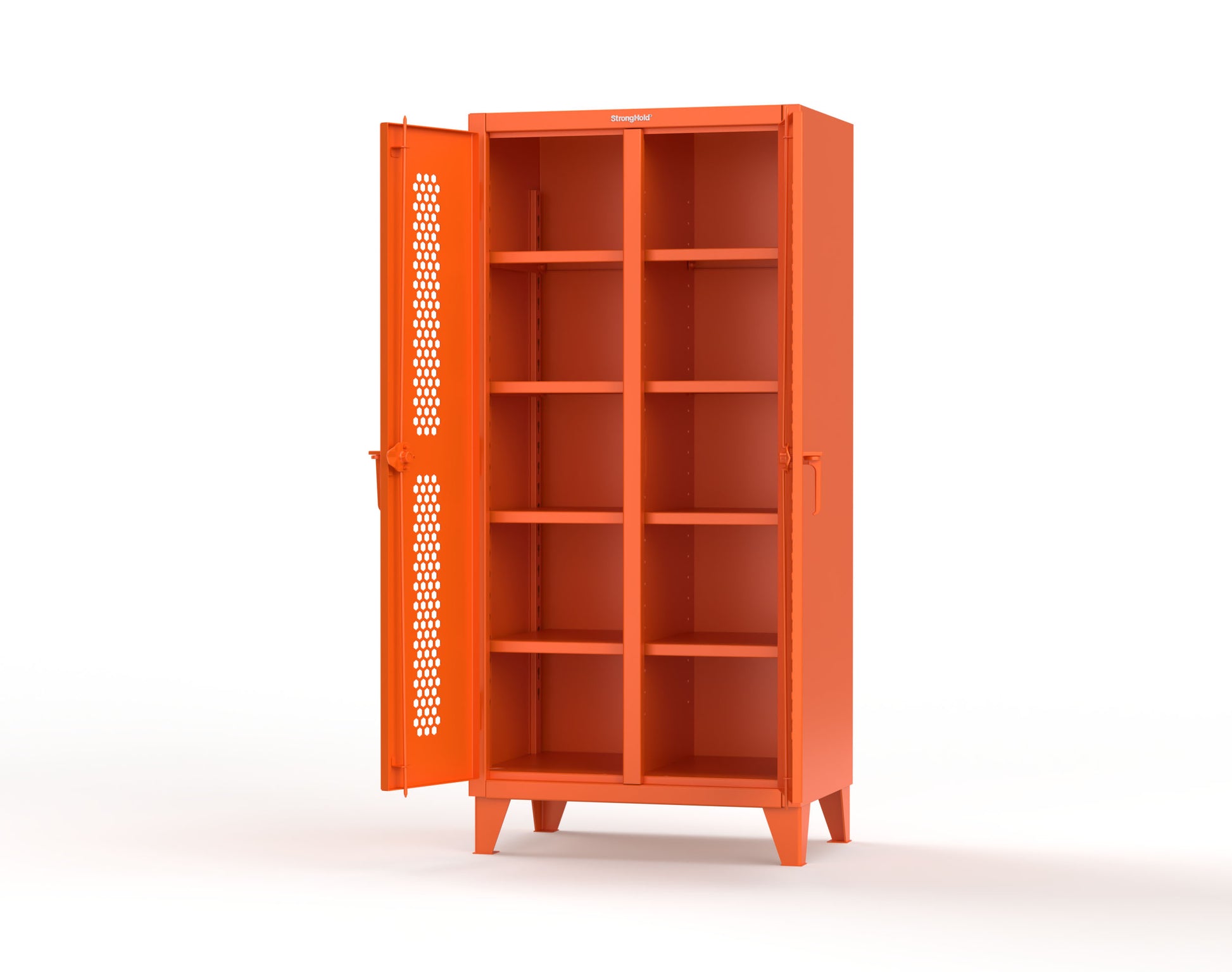 Extreme Duty 12 GA Ventilated (Hex) Double Shift Cabinet with 8 Shelves - 36 In. W x 24 In. D x 78 In. H - 36-DS-H-248-2009