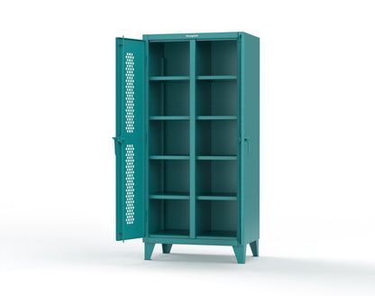 Extreme Duty 12 GA Ventilated (Hex) Double Shift Cabinet with 8 Shelves - 36 In. W x 24 In. D x 78 In. H - 36-DS-H-248-5021