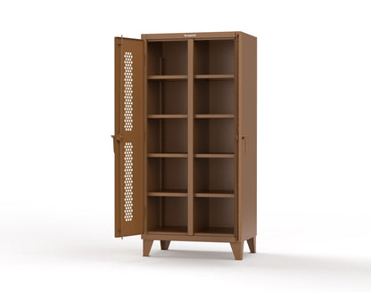 Extreme Duty 12 GA Ventilated (Hex) Double Shift Cabinet with 8 Shelves - 36 In. W x 24 In. D x 78 In. H - 36-DS-H-248-8008