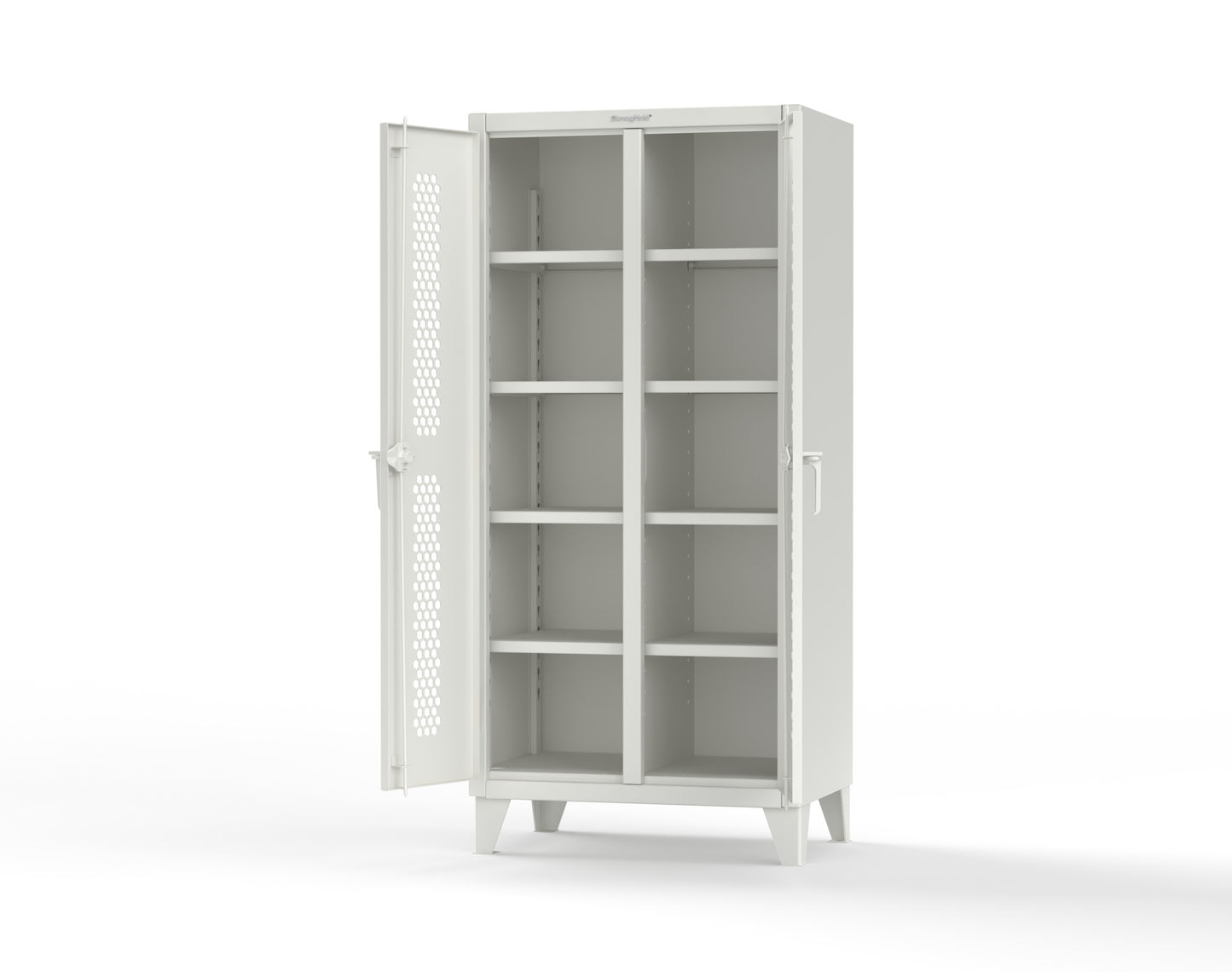 Extreme Duty 12 GA Ventilated (Hex) Double Shift Cabinet with 8 Shelves - 36 In. W x 24 In. D x 78 In. H - 36-DS-H-248-9003