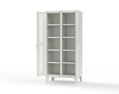 Extreme Duty 12 GA Ventilated (Hex) Double Shift Cabinet with 8 Shelves - 36 In. W x 24 In. D x 78 In. H - 36-DS-H-248-9003