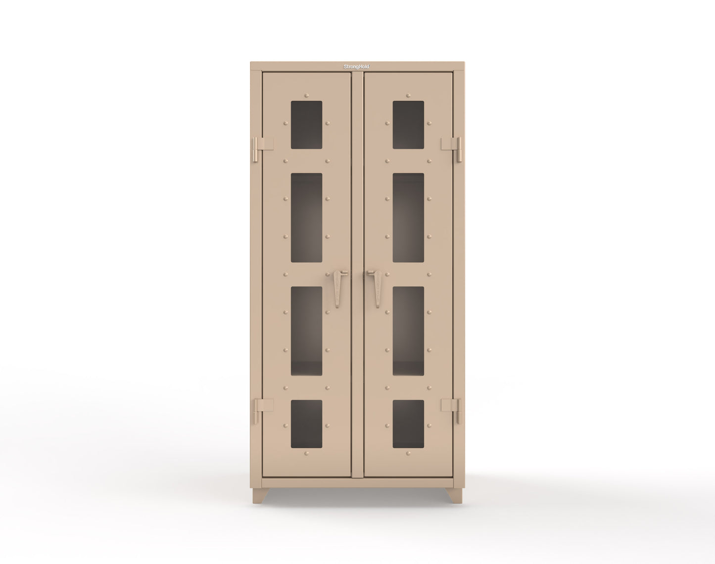 Extra Heavy Duty 14 GA Double Shift Clear View Cabinet with 6 Shelves - 36 In. W x 24 In. D x 75 In. H - 36-DS-LD-246-L-1019