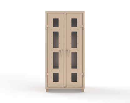 Extra Heavy Duty 14 GA Double Shift Clear View Cabinet with 6 Shelves - 36 In. W x 24 In. D x 75 In. H - 36-DS-LD-246-L-1019