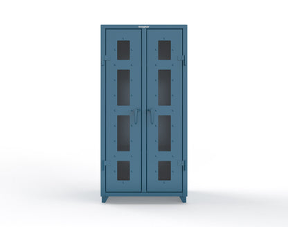 Extra Heavy Duty 14 GA Double Shift Clear View Cabinet with 6 Shelves - 36 In. W x 24 In. D x 75 In. H - 36-DS-LD-246-L-5001