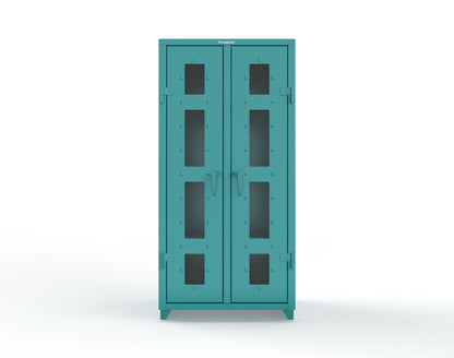 Extra Heavy Duty 14 GA Double Shift Clear View Cabinet with 6 Shelves - 36 In. W x 24 In. D x 75 In. H - 36-DS-LD-246-L-5021