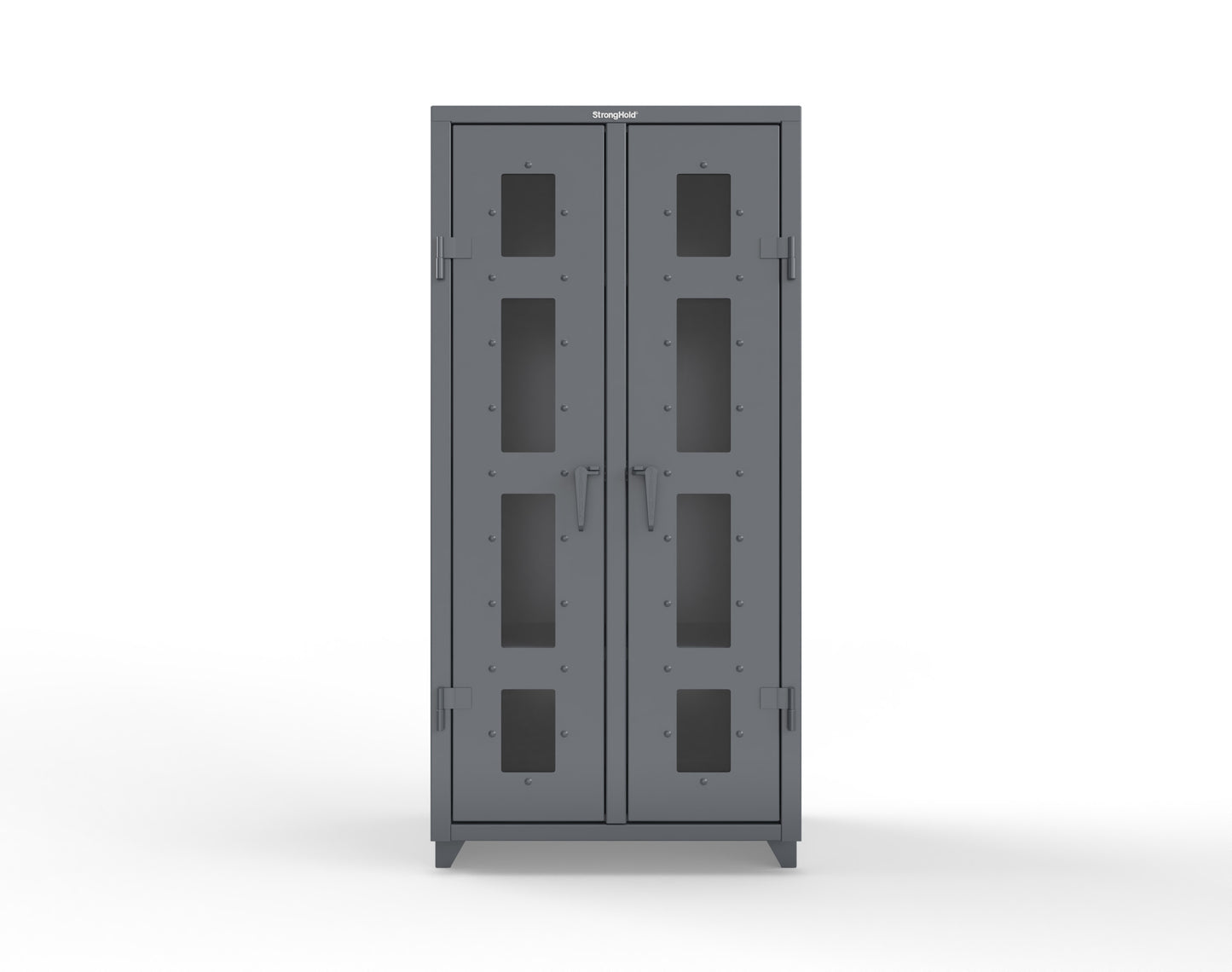 Extra Heavy Duty 14 GA Double Shift Clear View Cabinet with 6 Shelves - 36 In. W x 24 In. D x 75 In. H - 36-DS-LD-246-L-7024