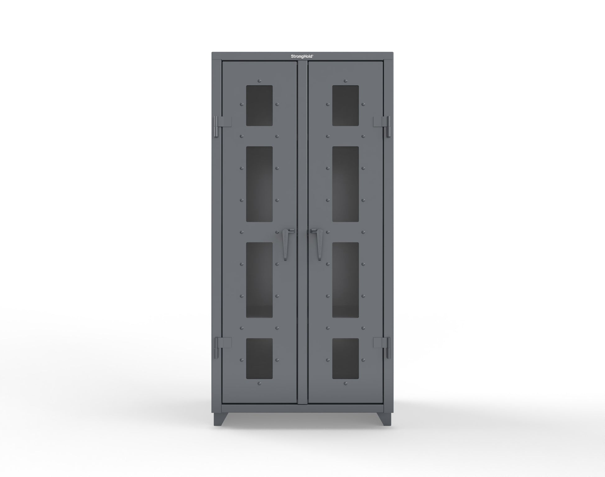 Extra Heavy Duty 14 GA Double Shift Clear View Cabinet with 6 Shelves - 36 In. W x 24 In. D x 75 In. H - 36-DS-LD-246-L-7024