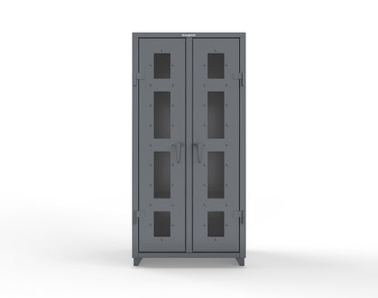 Extra Heavy Duty 14 GA Double Shift Clear View Cabinet with 6 Shelves - 36 In. W x 24 In. D x 75 In. H - 36-DS-LD-246-L-7024