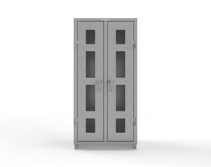 Extra Heavy Duty 14 GA Double Shift Clear View Cabinet with 6 Shelves - 36 In. W x 24 In. D x 75 In. H - 36-DS-LD-246-L-7037