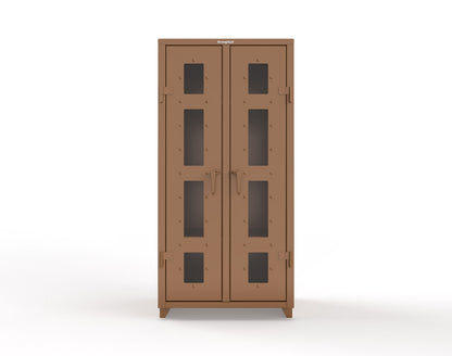 Extra Heavy Duty 14 GA Double Shift Clear View Cabinet with 6 Shelves - 36 In. W x 24 In. D x 75 In. H - 36-DS-LD-246-L-8008