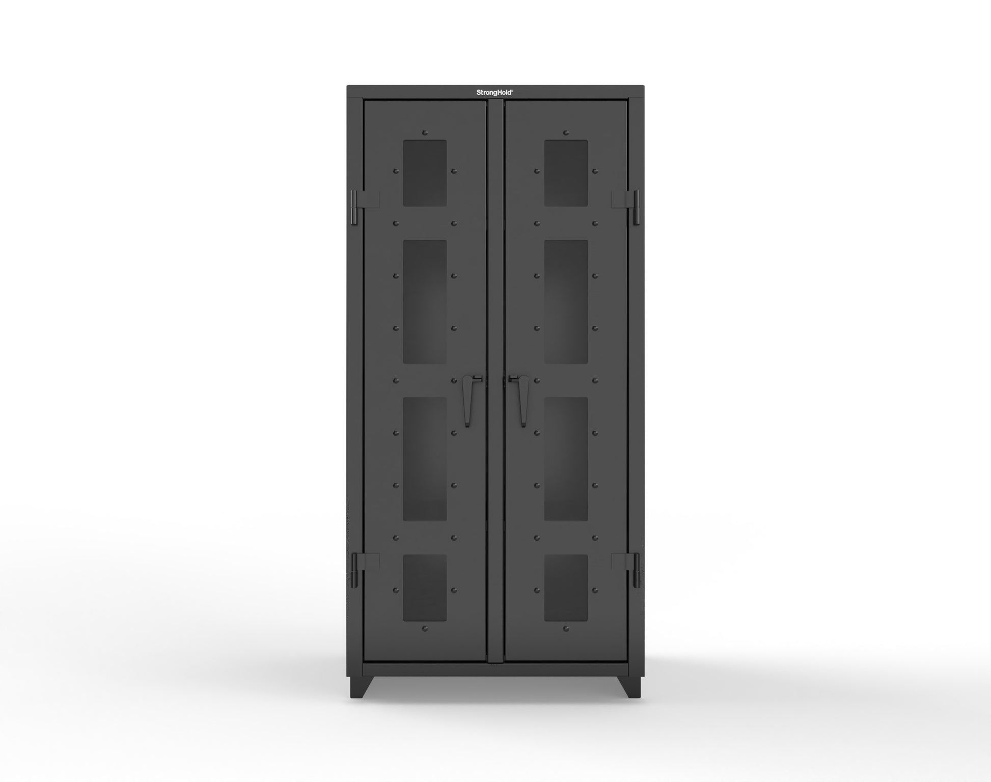 Extra Heavy Duty 14 GA Double Shift Clear View Cabinet with 6 Shelves - 36 In. W x 24 In. D x 75 In. H - 36-DS-LD-246-L-9005