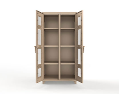 Extra Heavy Duty 14 GA Double Shift Clear View Cabinet with 6 Shelves - 36 In. W x 24 In. D x 75 In. H - 36-DS-LD-246-L-1019