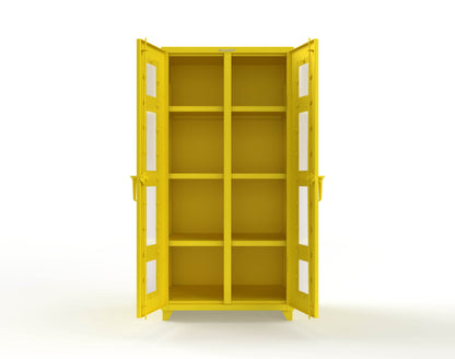 Extra Heavy Duty 14 GA Double Shift Clear View Cabinet with 6 Shelves - 36 In. W x 24 In. D x 75 In. H - 36-DS-LD-246-L-1021