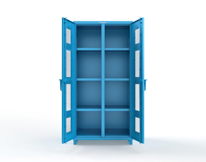 Extra Heavy Duty 14 GA Double Shift Clear View Cabinet with 6 Shelves - 36 In. W x 24 In. D x 75 In. H - 36-DS-LD-246-L-5012
