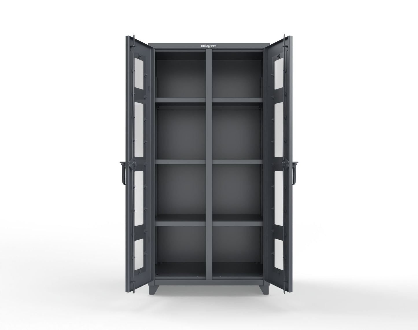 Extra Heavy Duty 14 GA Double Shift Clear View Cabinet with 6 Shelves - 36 In. W x 24 In. D x 75 In. H - 36-DS-LD-246-L-7024
