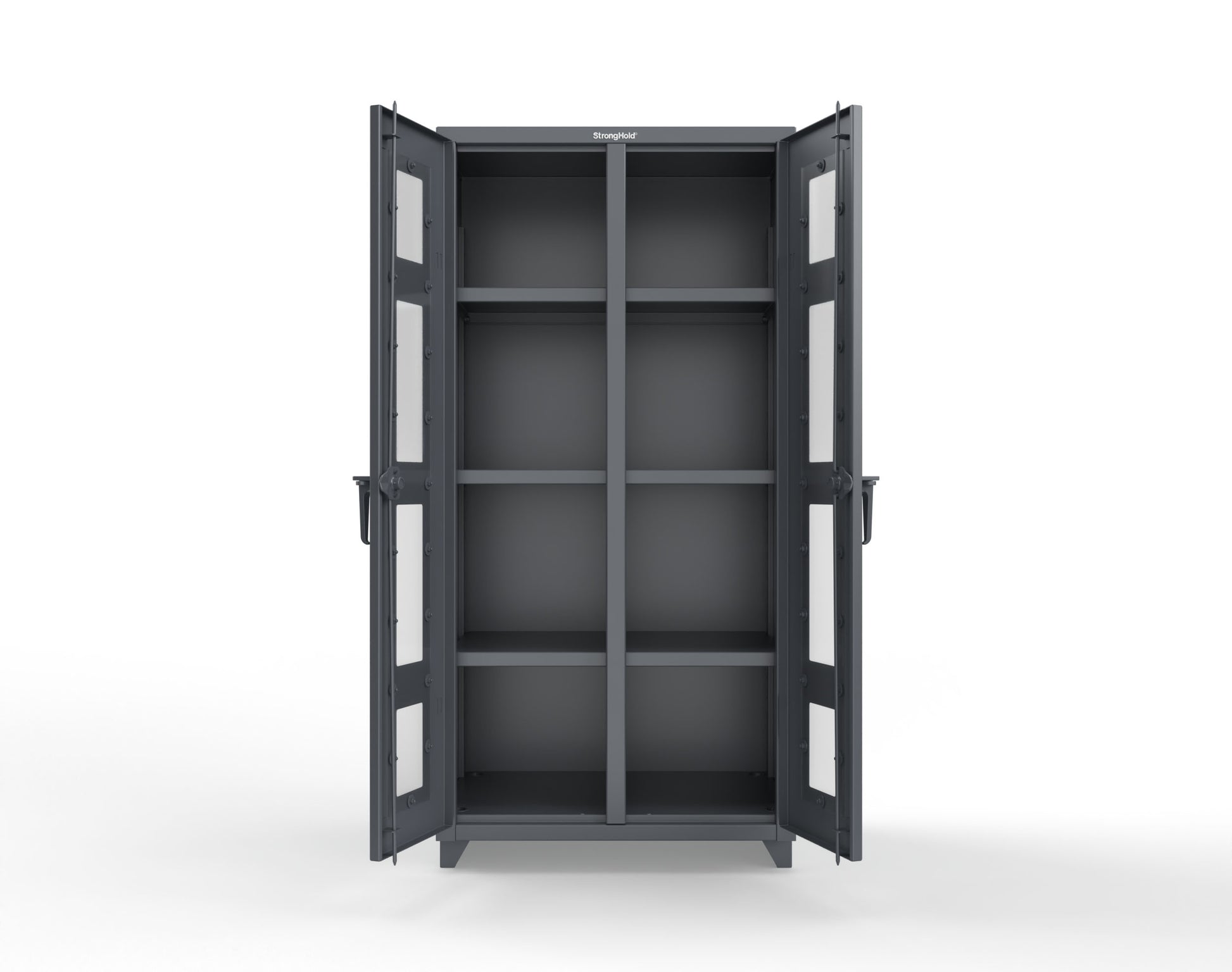Extra Heavy Duty 14 GA Double Shift Clear View Cabinet with 6 Shelves - 36 In. W x 24 In. D x 75 In. H - 36-DS-LD-246-L-7024