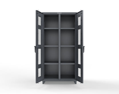 Extra Heavy Duty 14 GA Double Shift Clear View Cabinet with 6 Shelves - 36 In. W x 24 In. D x 75 In. H - 36-DS-LD-246-L-7024