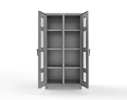 Extra Heavy Duty 14 GA Double Shift Clear View Cabinet with 6 Shelves - 36 In. W x 24 In. D x 75 In. H - 36-DS-LD-246-L-7037