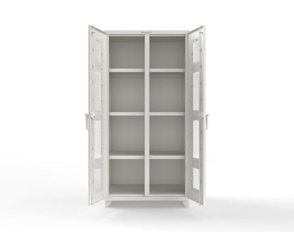 Extra Heavy Duty 14 GA Double Shift Clear View Cabinet with 6 Shelves - 36 In. W x 24 In. D x 75 In. H - 36-DS-LD-246-L-9003