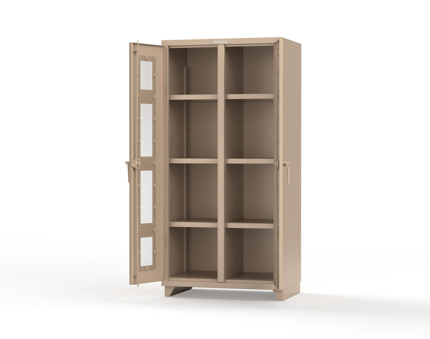 Extra Heavy Duty 14 GA Double Shift Clear View Cabinet with 6 Shelves - 36 In. W x 24 In. D x 75 In. H - 36-DS-LD-246-L-1019