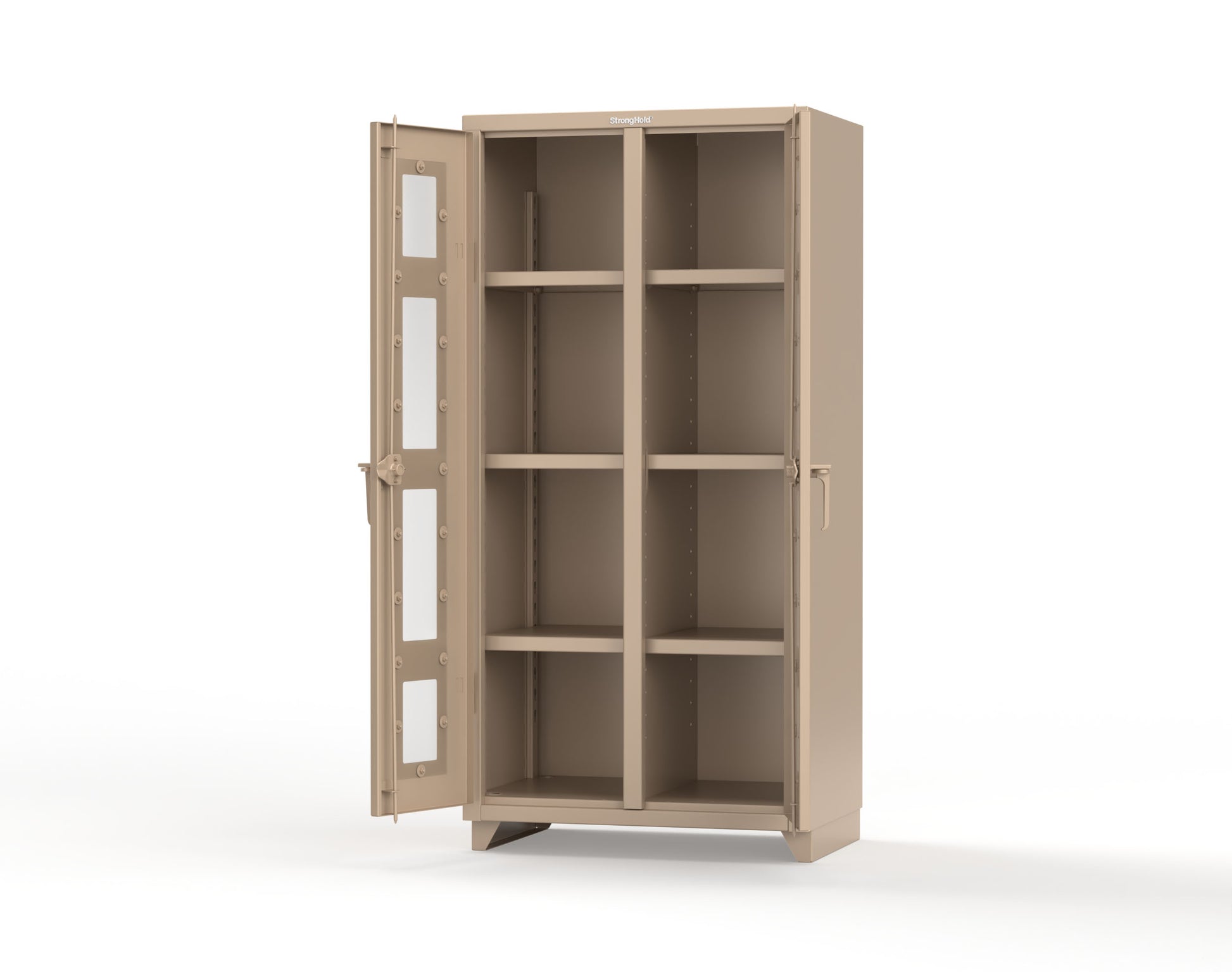 Extra Heavy Duty 14 GA Double Shift Clear View Cabinet with 6 Shelves - 36 In. W x 24 In. D x 75 In. H - 36-DS-LD-246-L-1019