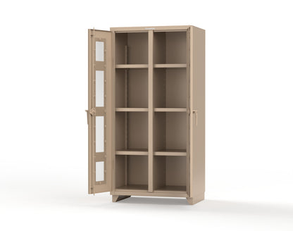 Extra Heavy Duty 14 GA Double Shift Clear View Cabinet with 6 Shelves - 36 In. W x 24 In. D x 75 In. H - 36-DS-LD-246-L-1019