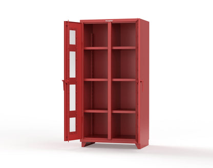 Extra Heavy Duty 14 GA Double Shift Clear View Cabinet with 6 Shelves - 36 In. W x 24 In. D x 75 In. H - 36-DS-LD-246-L-3001