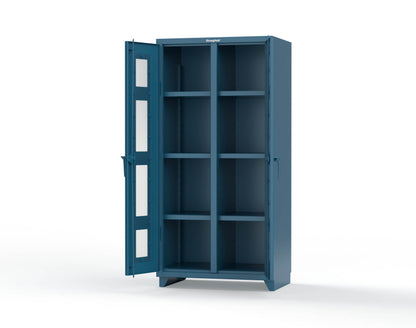 Extra Heavy Duty 14 GA Double Shift Clear View Cabinet with 6 Shelves - 36 In. W x 24 In. D x 75 In. H - 36-DS-LD-246-L-5001
