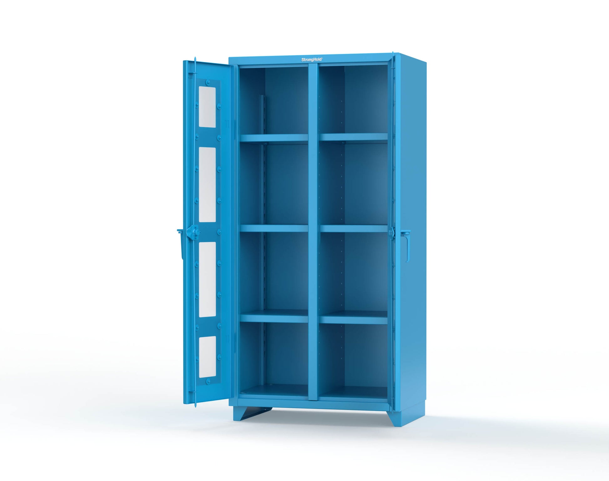 Extra Heavy Duty 14 GA Double Shift Clear View Cabinet with 6 Shelves - 36 In. W x 24 In. D x 75 In. H - 36-DS-LD-246-L-5012