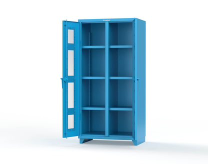 Extra Heavy Duty 14 GA Double Shift Clear View Cabinet with 6 Shelves - 36 In. W x 24 In. D x 75 In. H - 36-DS-LD-246-L-5012