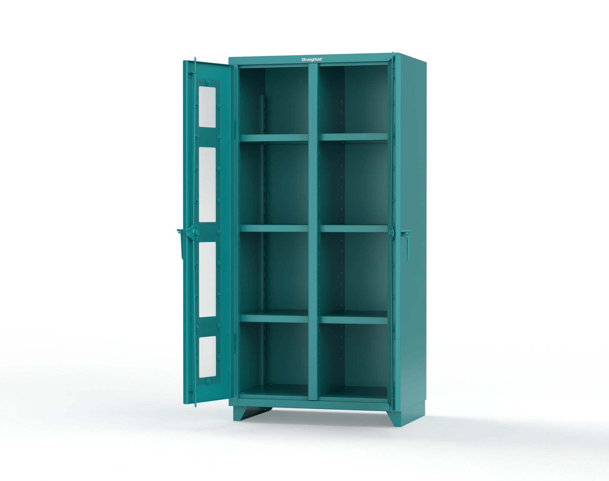 Extra Heavy Duty 14 GA Double Shift Clear View Cabinet with 6 Shelves - 36 In. W x 24 In. D x 75 In. H - 36-DS-LD-246-L-5021