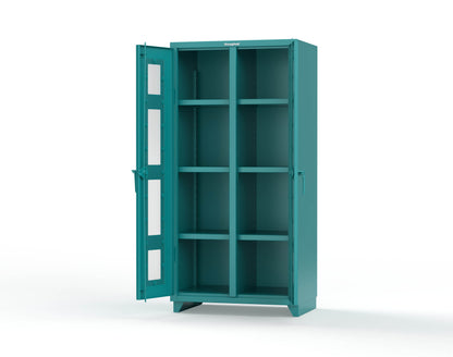 Extra Heavy Duty 14 GA Double Shift Clear View Cabinet with 6 Shelves - 36 In. W x 24 In. D x 75 In. H - 36-DS-LD-246-L-5021