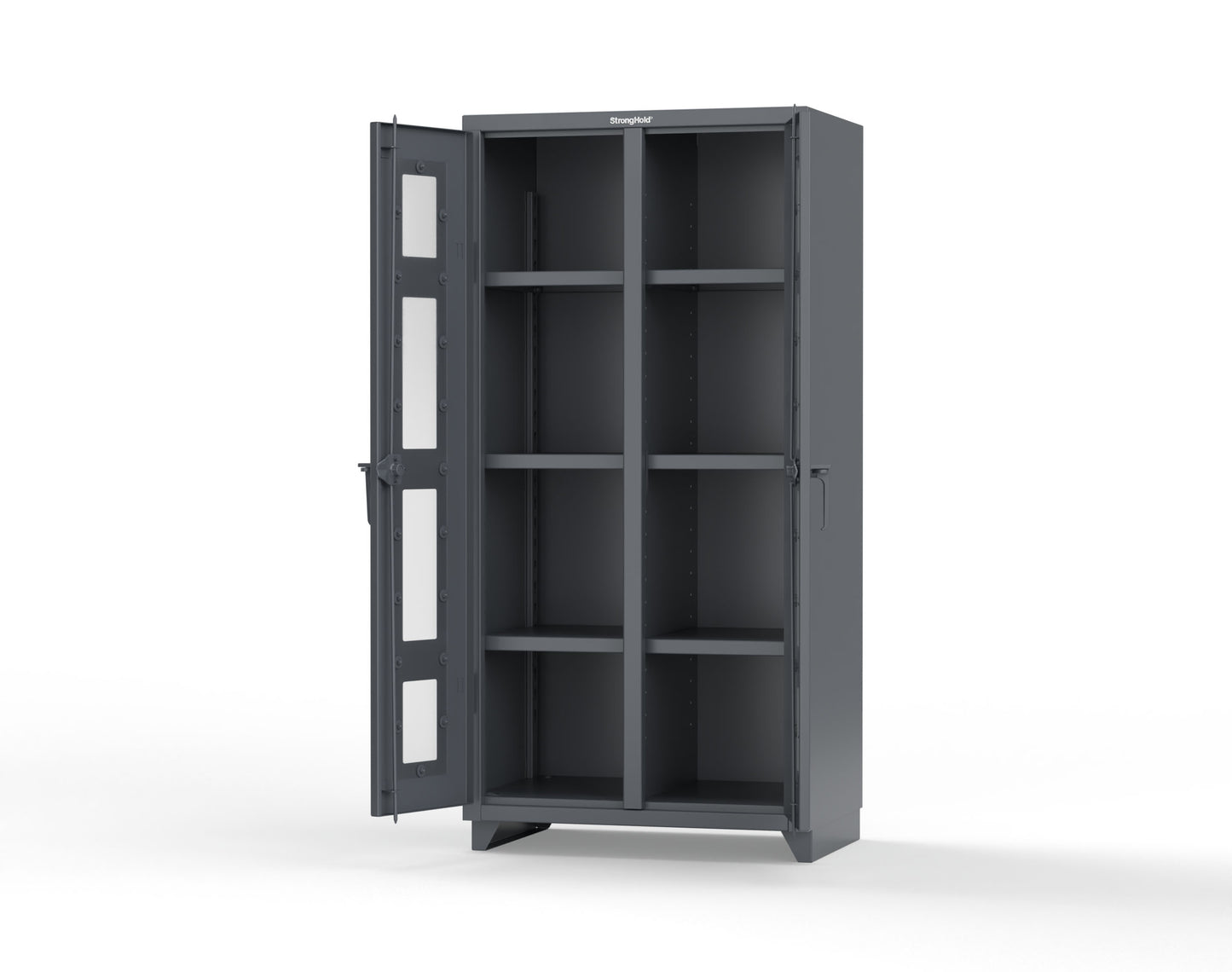 Extra Heavy Duty 14 GA Double Shift Clear View Cabinet with 6 Shelves - 36 In. W x 24 In. D x 75 In. H - 36-DS-LD-246-L-7024