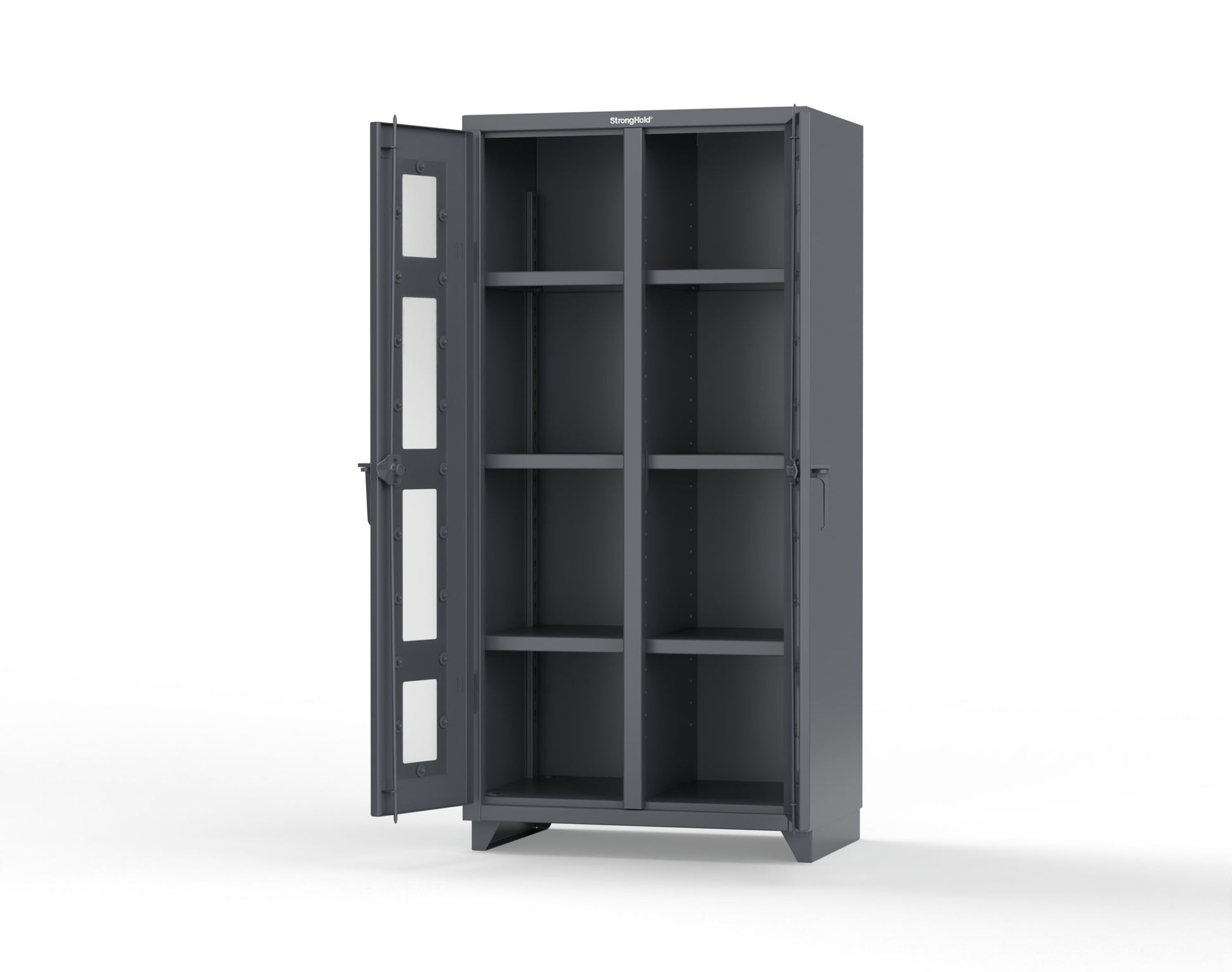 Extra Heavy Duty 14 GA Double Shift Clear View Cabinet with 6 Shelves - 36 In. W x 24 In. D x 75 In. H - 36-DS-LD-246-L-7024