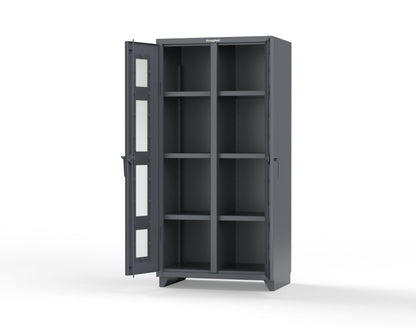 Extra Heavy Duty 14 GA Double Shift Clear View Cabinet with 6 Shelves - 36 In. W x 24 In. D x 75 In. H - 36-DS-LD-246-L-7024