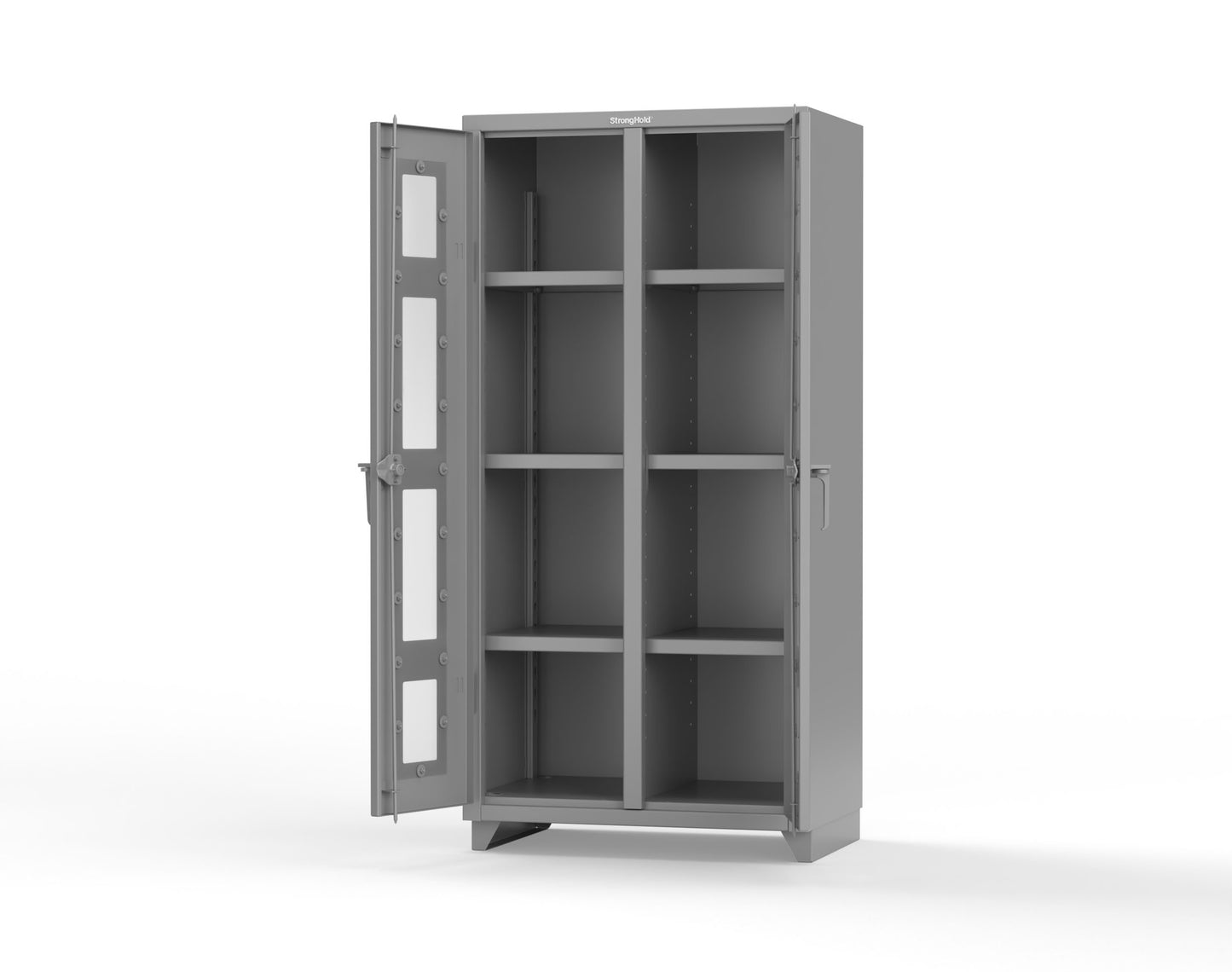 Extra Heavy Duty 14 GA Double Shift Clear View Cabinet with 6 Shelves - 36 In. W x 24 In. D x 75 In. H - 36-DS-LD-246-L-7037