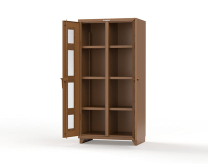 Extra Heavy Duty 14 GA Double Shift Clear View Cabinet with 6 Shelves - 36 In. W x 24 In. D x 75 In. H - 36-DS-LD-246-L-8008