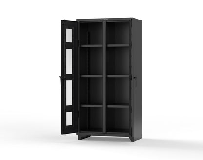 Extra Heavy Duty 14 GA Double Shift Clear View Cabinet with 6 Shelves - 36 In. W x 24 In. D x 75 In. H - 36-DS-LD-246-L-9005