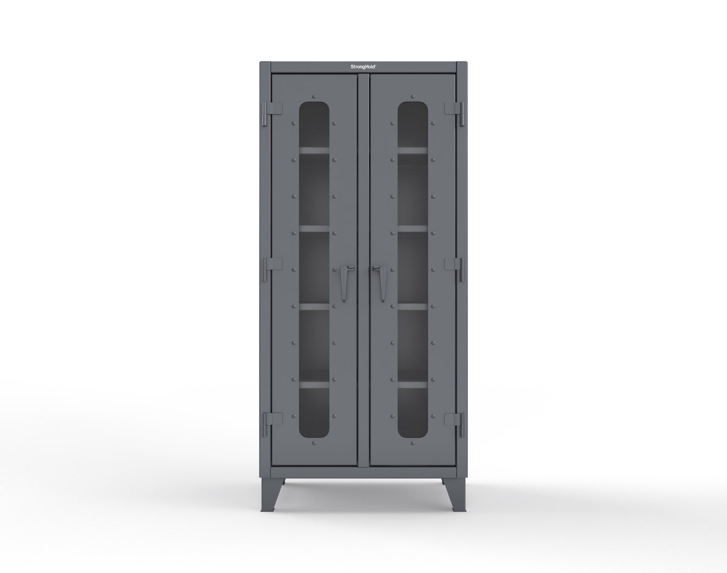 Extreme Duty 12 GA Clear View Double Shift Cabinet with 8 Shelves - 36 In. W x 24 In. D x 78 In. H - 36-DS-LD-248-7024