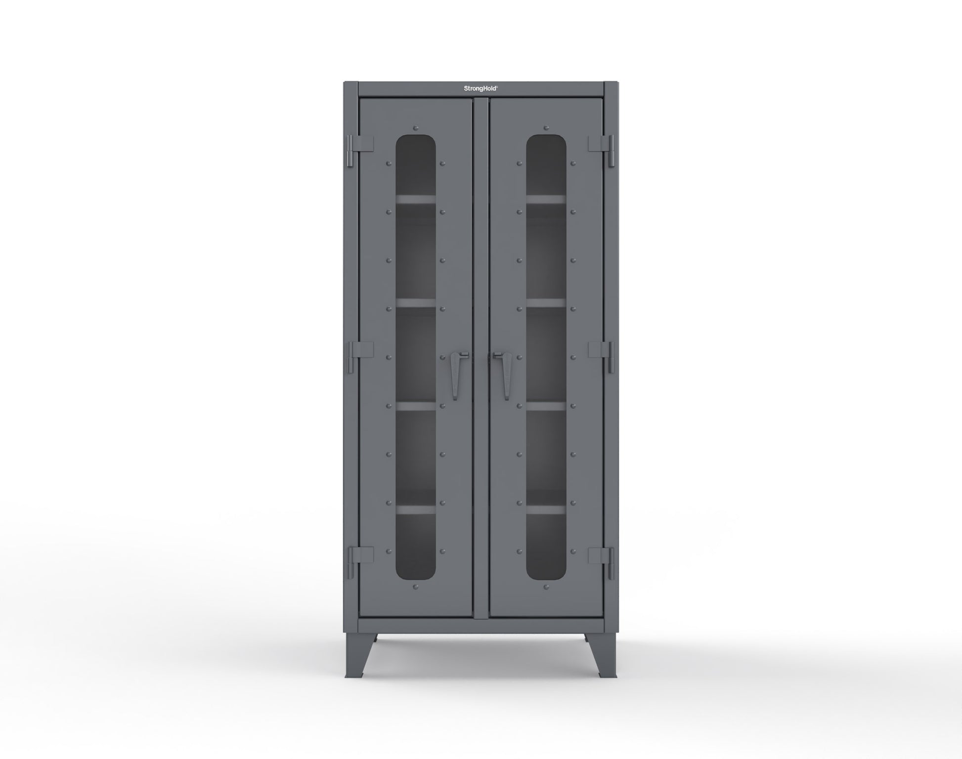 Extreme Duty 12 GA Clear View Double Shift Cabinet with 8 Shelves - 36 In. W x 24 In. D x 78 In. H - 36-DS-LD-248-7024