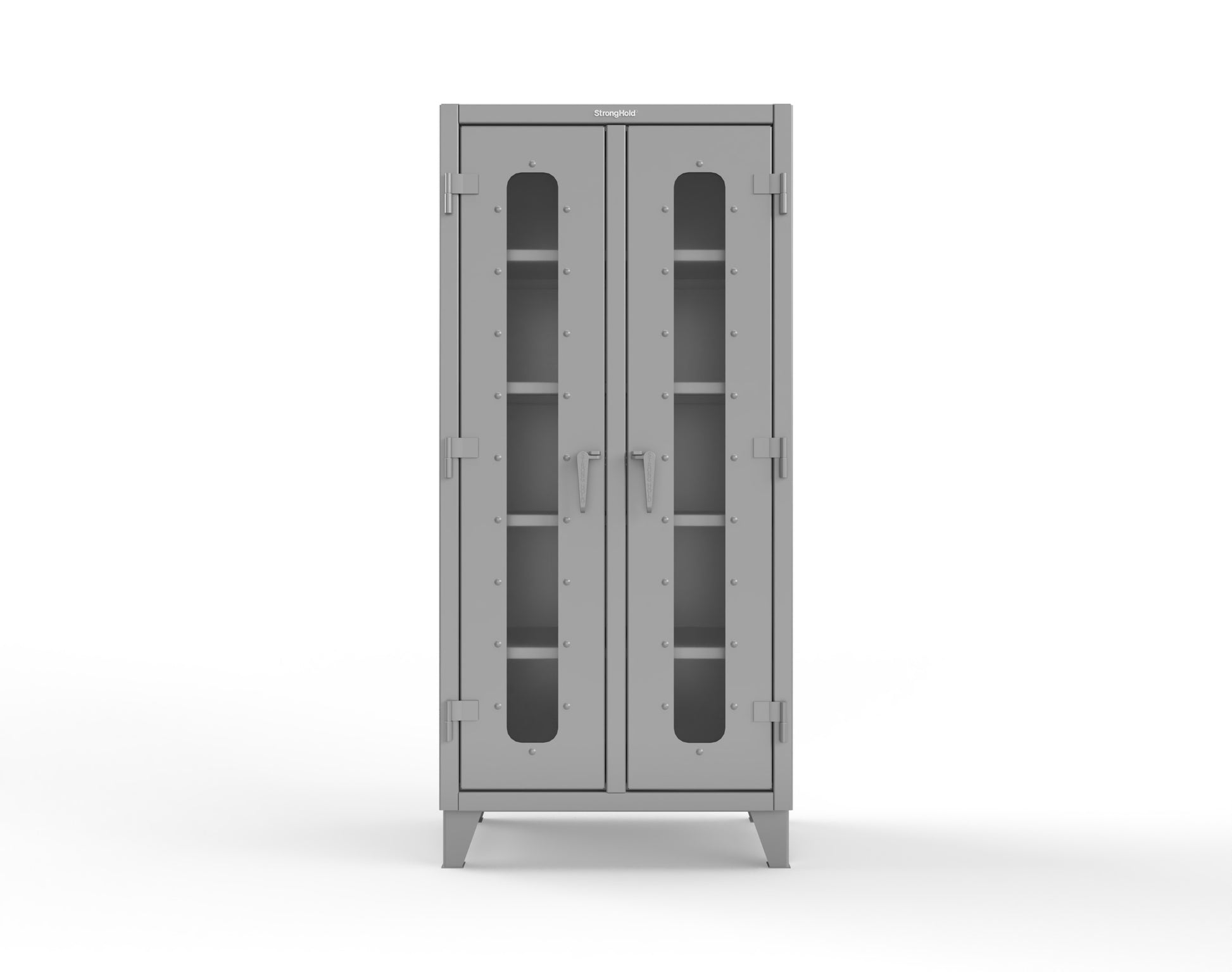 Extreme Duty 12 GA Clear View Double Shift Cabinet with 8 Shelves - 36 In. W x 24 In. D x 78 In. H - 36-DS-LD-248-7037