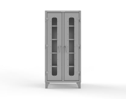 Extreme Duty 12 GA Clear View Double Shift Cabinet with 8 Shelves - 36 In. W x 24 In. D x 78 In. H - 36-DS-LD-248-7037