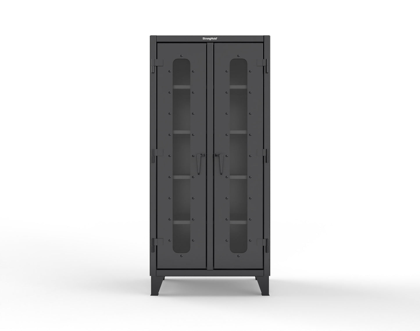 Extreme Duty 12 GA Clear View Double Shift Cabinet with 8 Shelves - 36 In. W x 24 In. D x 78 In. H - 36-DS-LD-248-9005