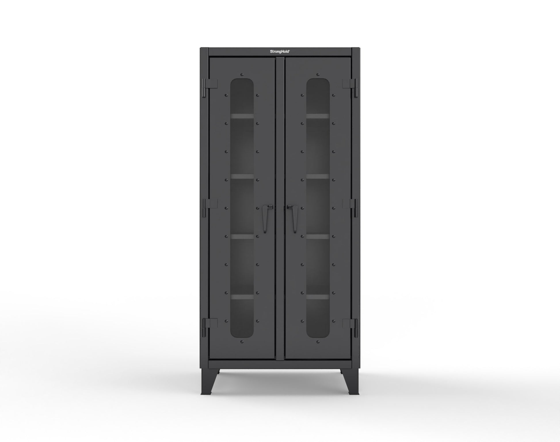 Extreme Duty 12 GA Clear View Double Shift Cabinet with 8 Shelves - 36 In. W x 24 In. D x 78 In. H - 36-DS-LD-248-9005