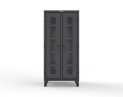Extreme Duty 12 GA Clear View Double Shift Cabinet with 8 Shelves - 36 In. W x 24 In. D x 78 In. H - 36-DS-LD-248-9005