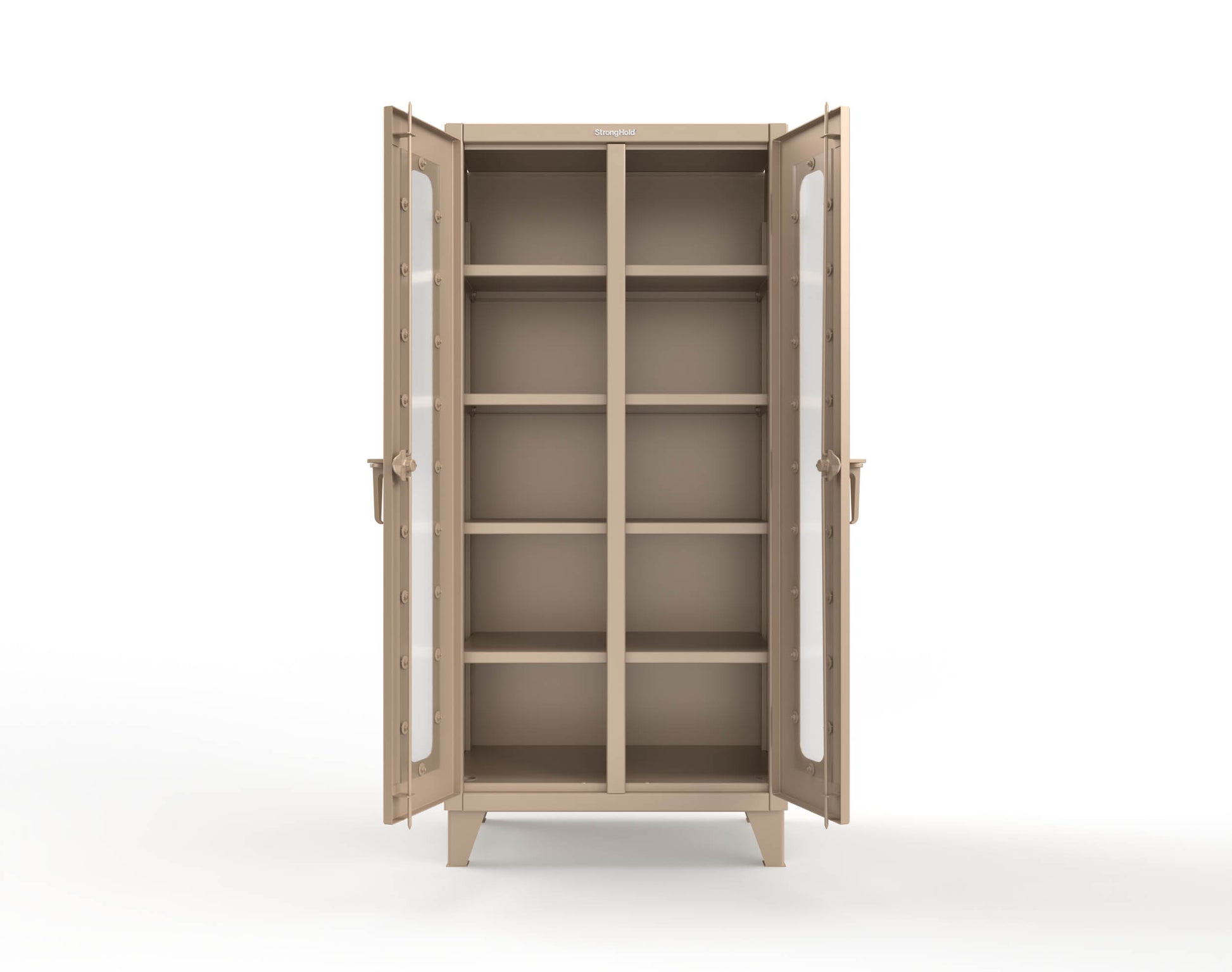 Extreme Duty 12 GA Clear View Double Shift Cabinet with 8 Shelves - 36 In. W x 24 In. D x 78 In. H - 36-DS-LD-248-1019