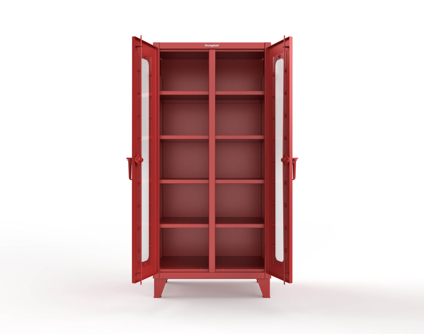Extreme Duty 12 GA Clear View Double Shift Cabinet with 8 Shelves - 36 In. W x 24 In. D x 78 In. H - 36-DS-LD-248-3001