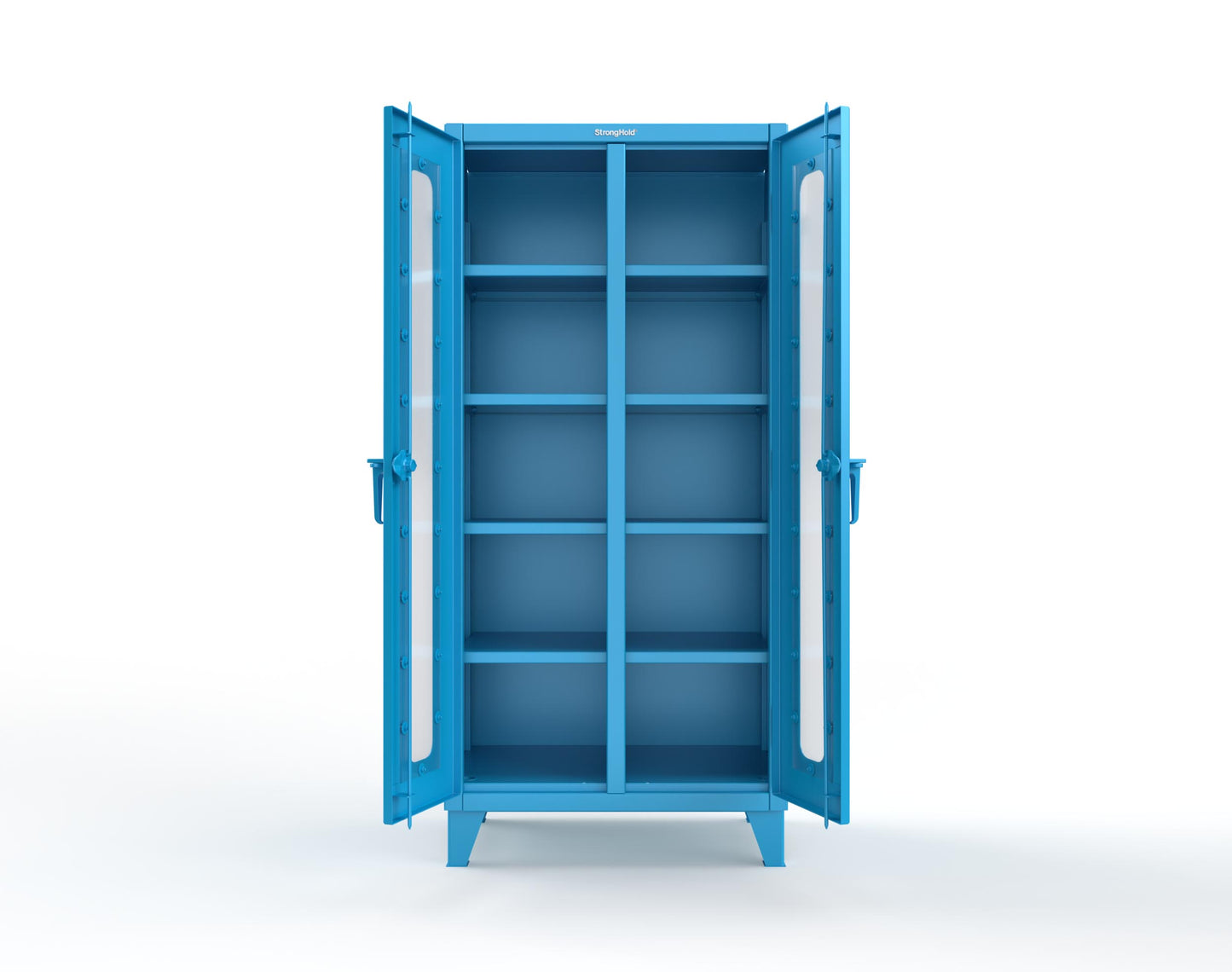 Extreme Duty 12 GA Clear View Double Shift Cabinet with 8 Shelves - 36 In. W x 24 In. D x 78 In. H - 36-DS-LD-248-5012